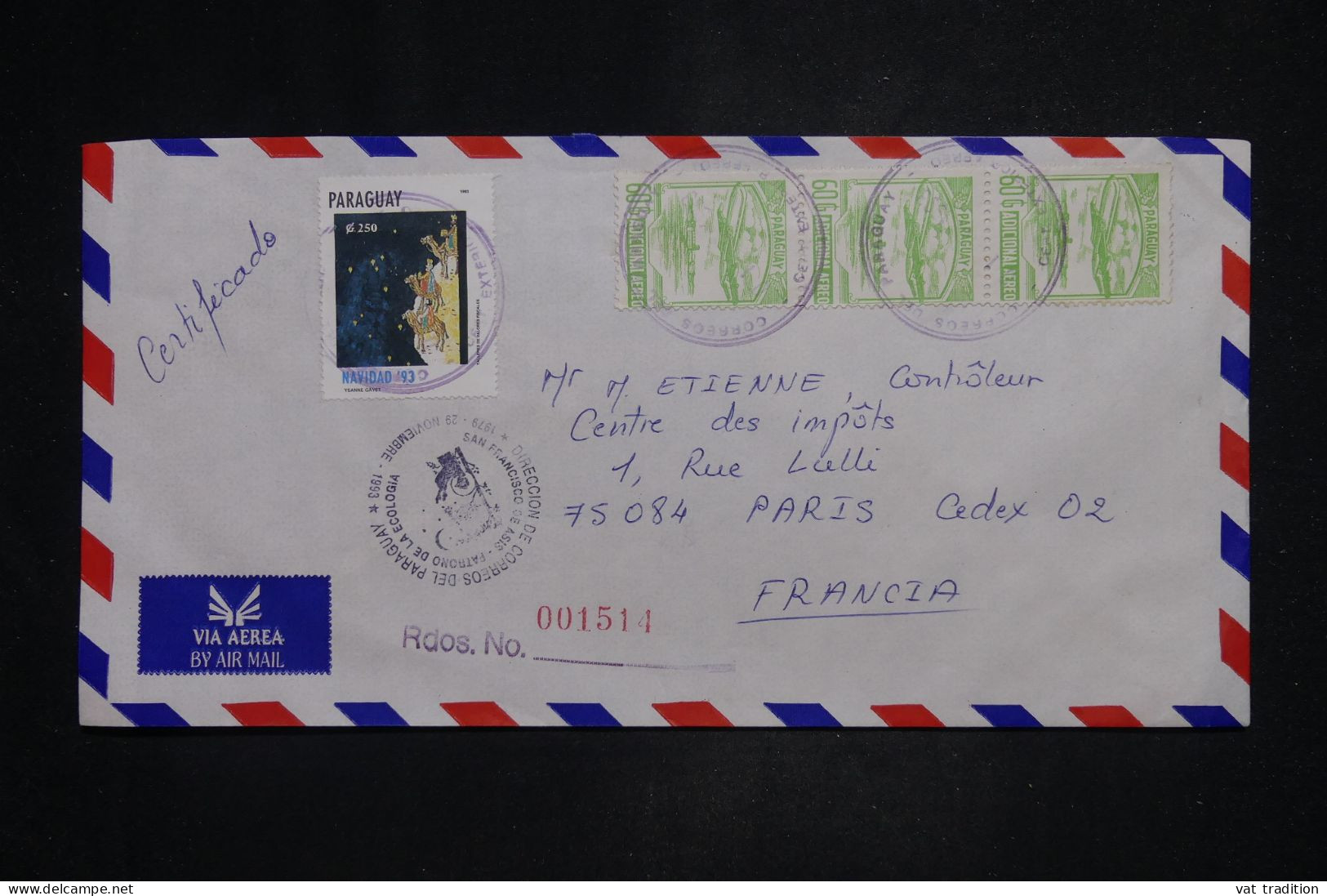 PARAGUAY - Lettre Recommandée Par Avion > La France - 1993 - A 2887 - Paraguay