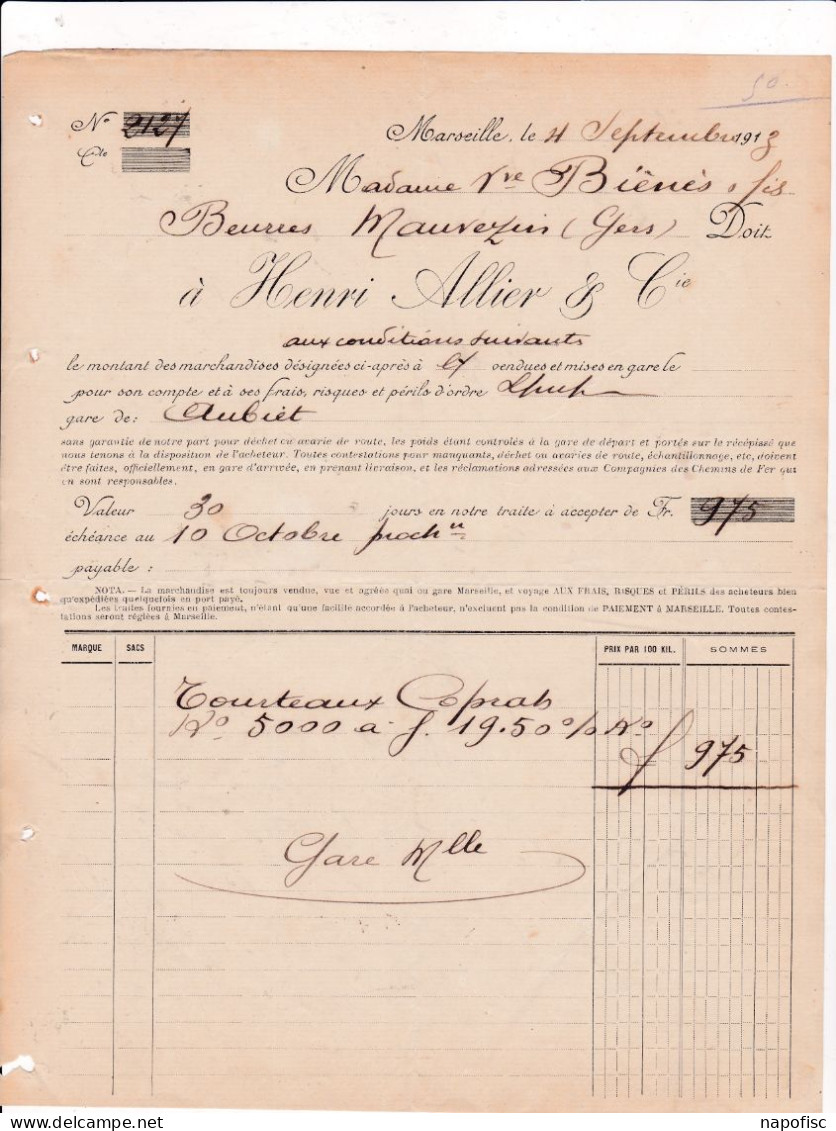 13-H.Allier & Cie...Marseille...Alimentation Du Bétail..(Bouches-du-Rhône)....1913 - Agricultura