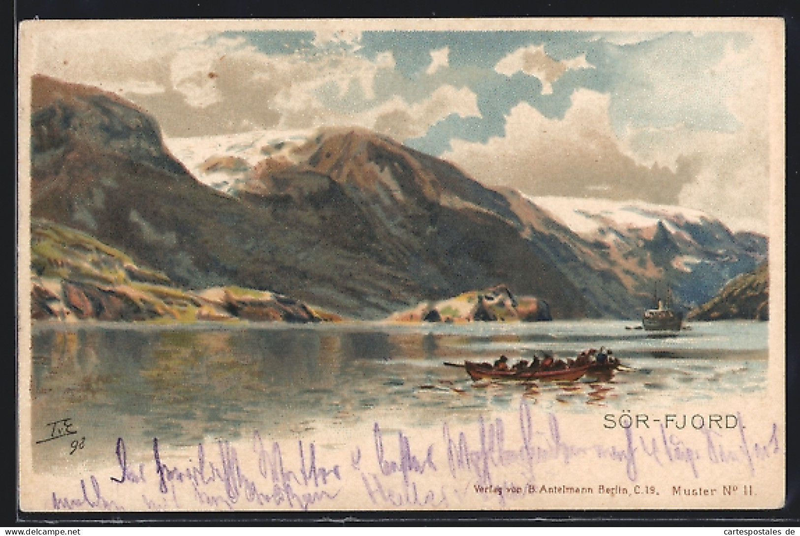 Künstler-AK Themistokles Von Eckenbrecher: Sör-Fjord, Panorama Mit Booten  - Norway