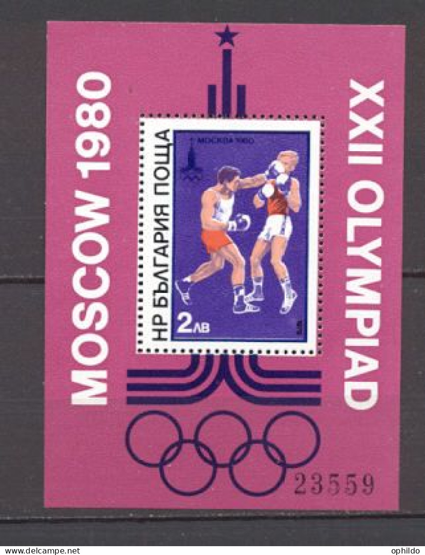 Bulgarie    BF  90   * *   TB   Sport  Boxe  JO Moscou  1980 - Hojas Bloque