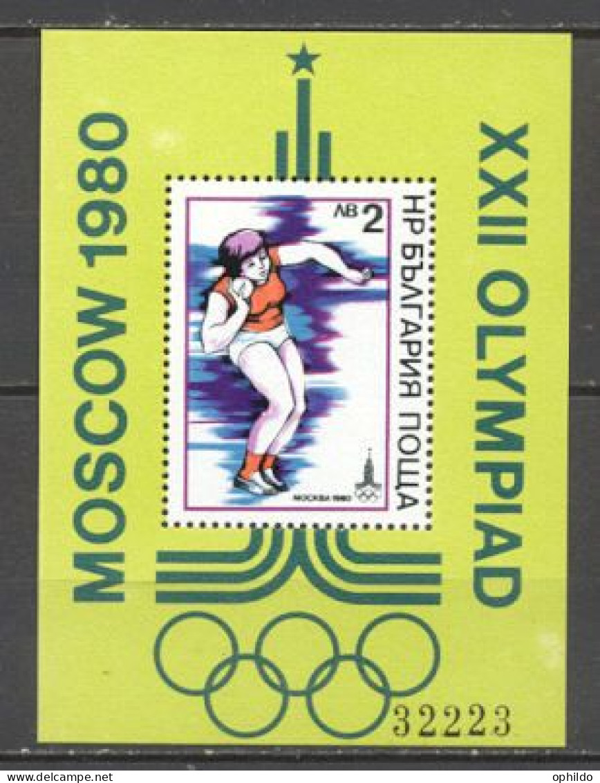 Bulgarie    BF  83   * *   TB   Sport  JO  Moscou 1980   - Blocs-feuillets