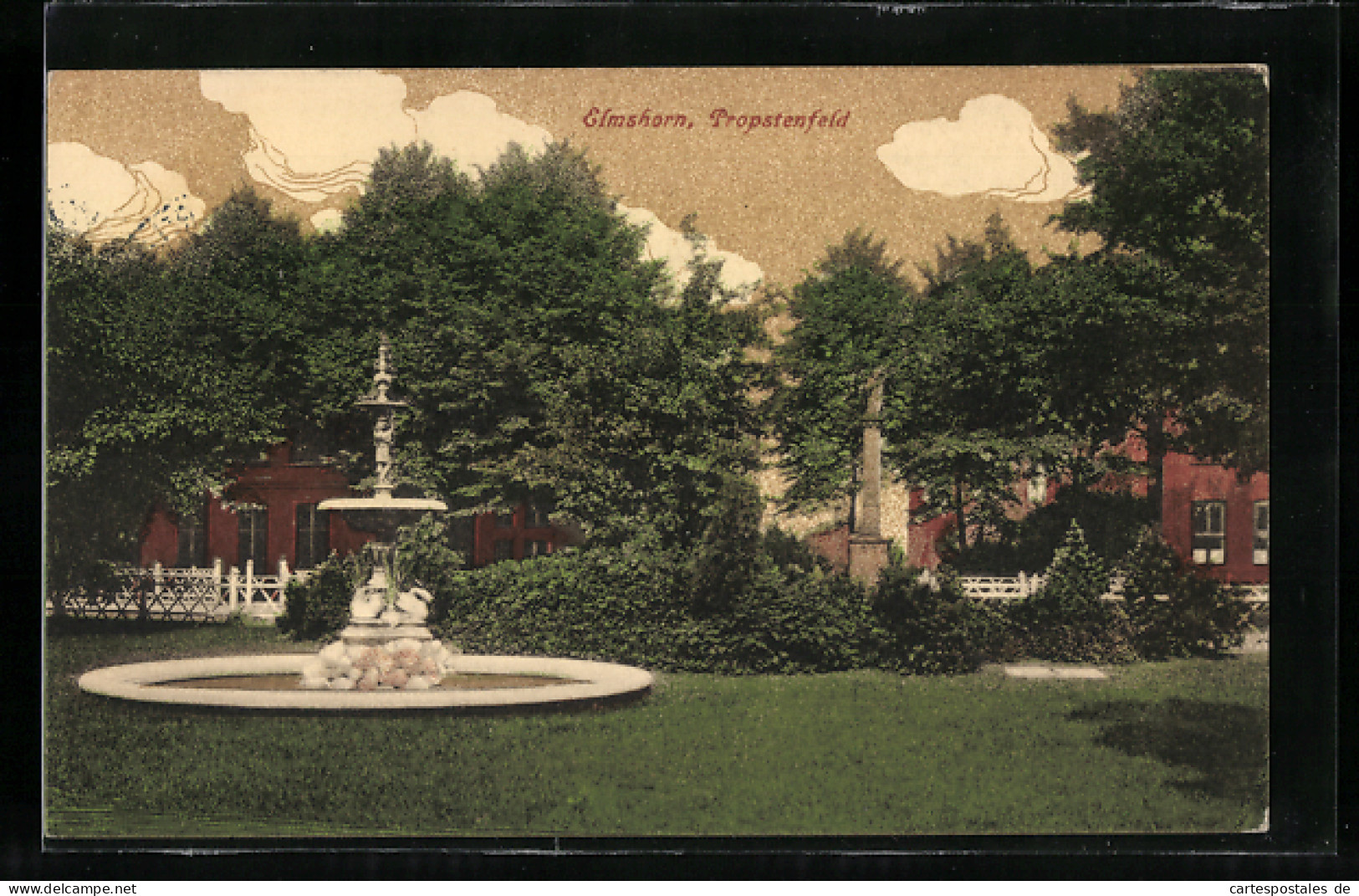 AK Elmshorn, Propstenfeld Mit Zierbrunnen, Denkmal Und Gebäuden  - Elmshorn