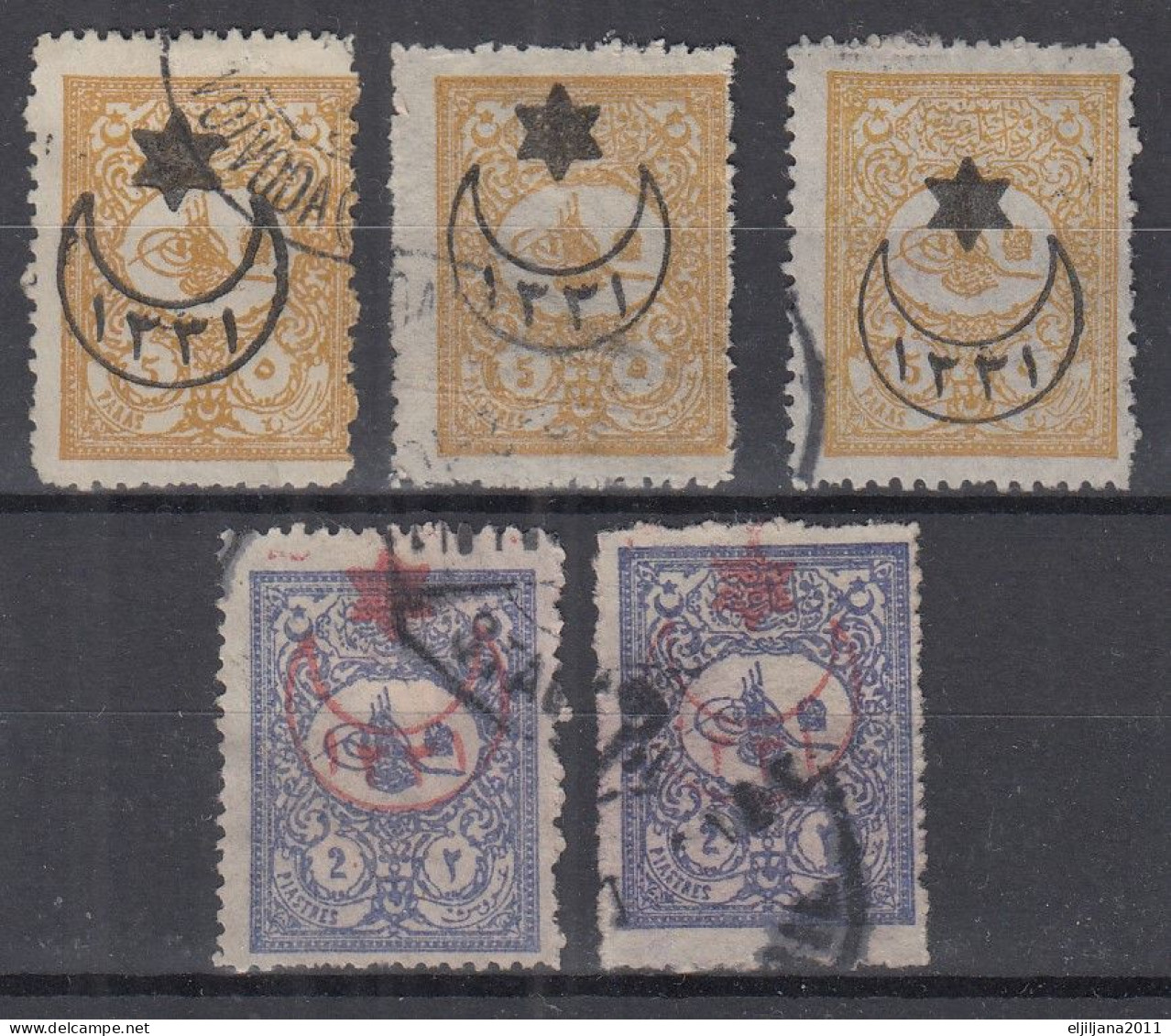 Turkey / Türkei 1915 ⁕ Overprint Year 1331 ( On Mi.277, 279 ) Mi. 277 & Mi.279 ⁕ 5v Used - Gebraucht