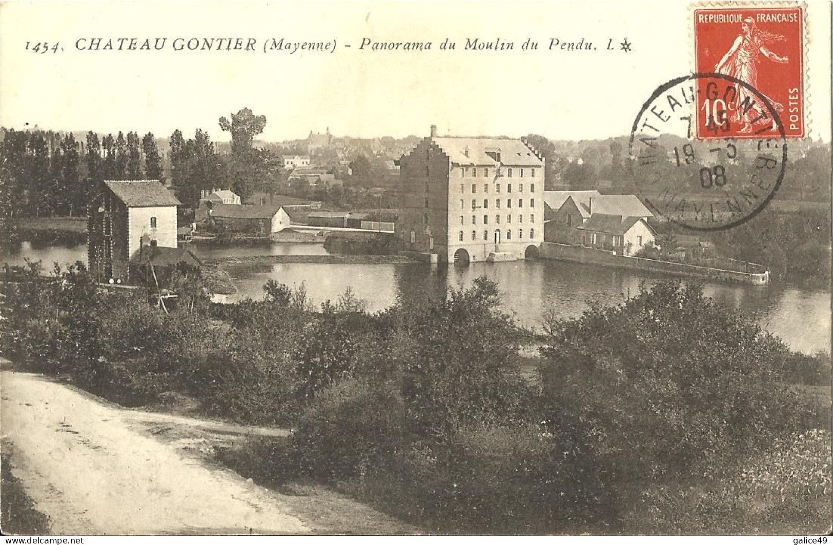 2593 Château Gontier - Panorama Du Moulin Du Pendu - Cachet De La Poste 19 Mai 1908 - Chateau Gontier