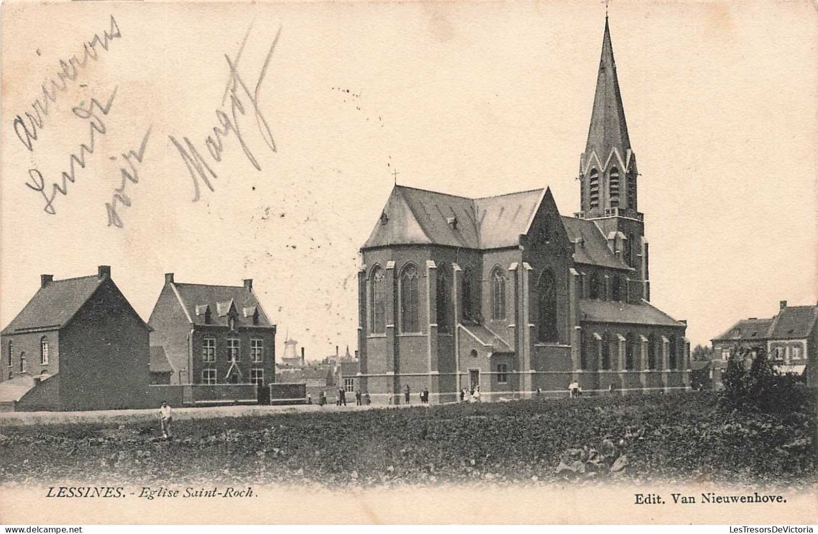 BELGIQUE - Lessines - Eglise Saint Roch - Animé - Dos Non Divisé - Edit Van Nieuwenhove - Carte Postale Ancienne - Lessen