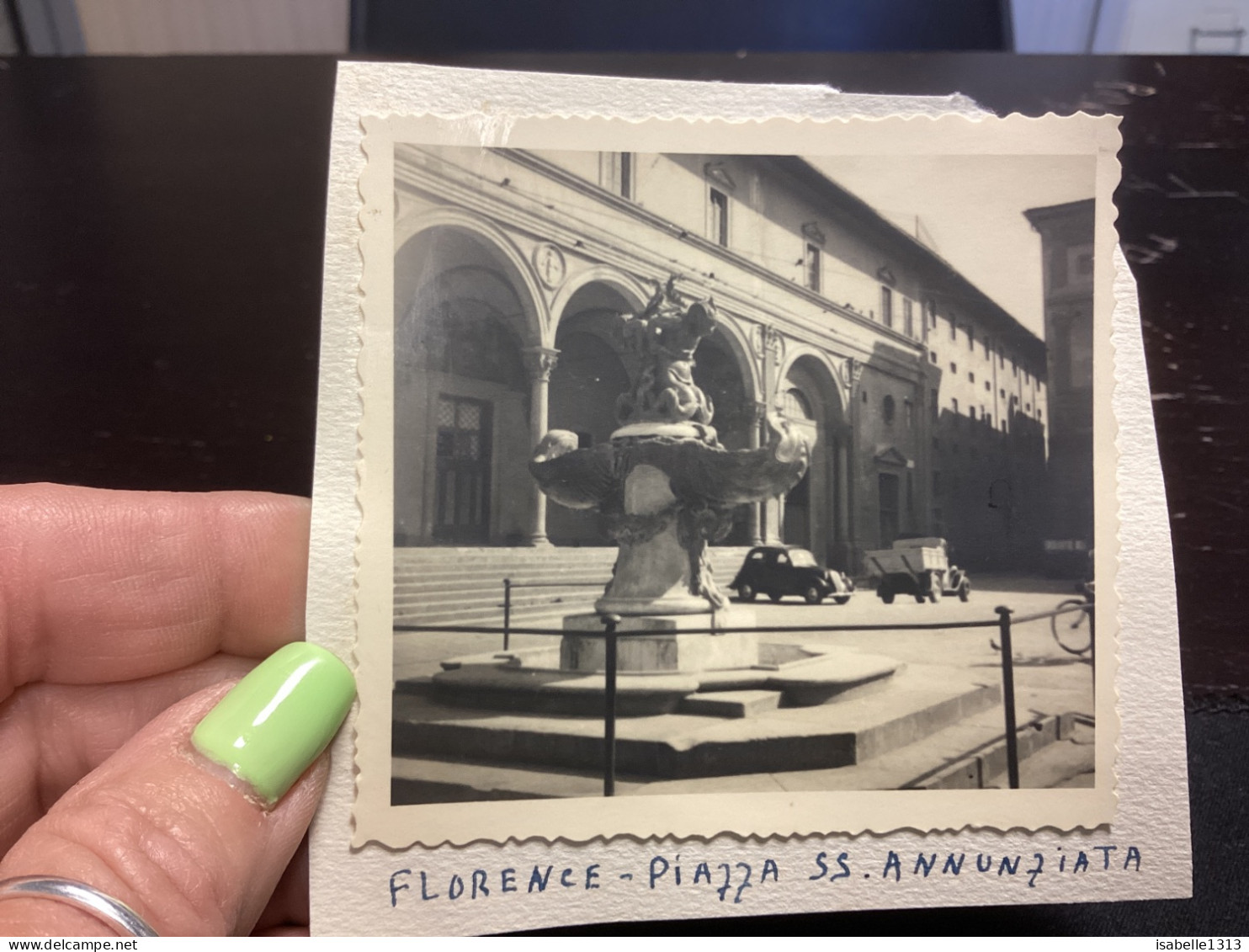 Photo Snapshot 1930 40 ITALIE Florence Pizza Ss Annunuziata Voiture Vélo Peugeot Renault Citroën Traction - Lugares