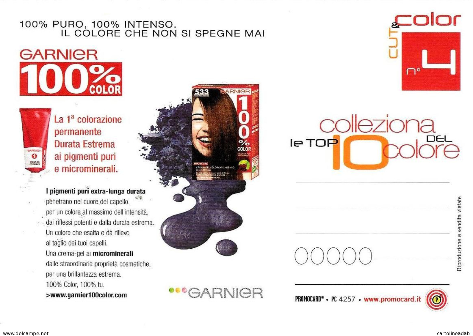 [MD9487] CPM - GARNIER 100% COLOR - PROMOCARD 4257 - PERFETTA - Non Viaggiata - Publicité