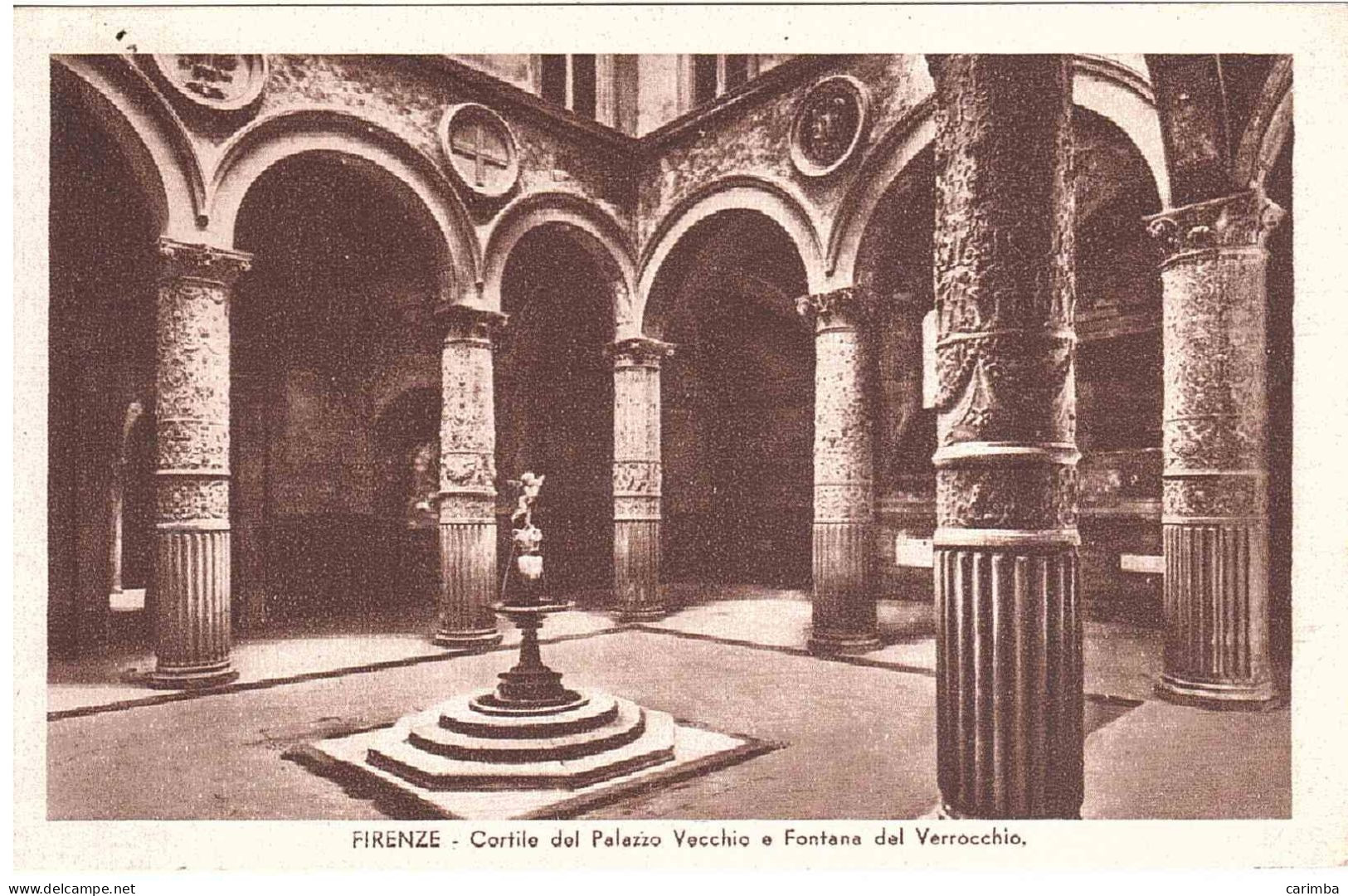 CARTOLINA FIRENZE CORTILE PALAZZO VECCHIO ANNULLO TARGHETTA MAGGIO MUSICALE - Marcophilia