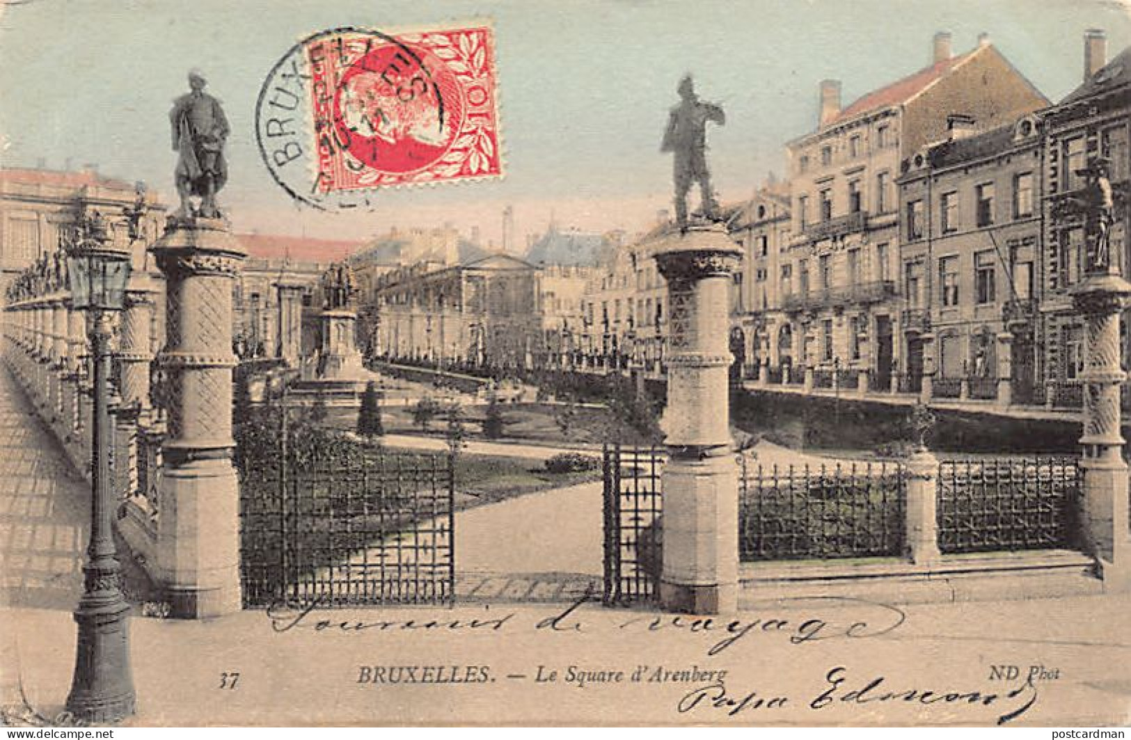 Belgique - BRUXELLES - Le Square D'Arenberg - Ed. Neurdein ND Phot. 37 Aquarellée - Other & Unclassified