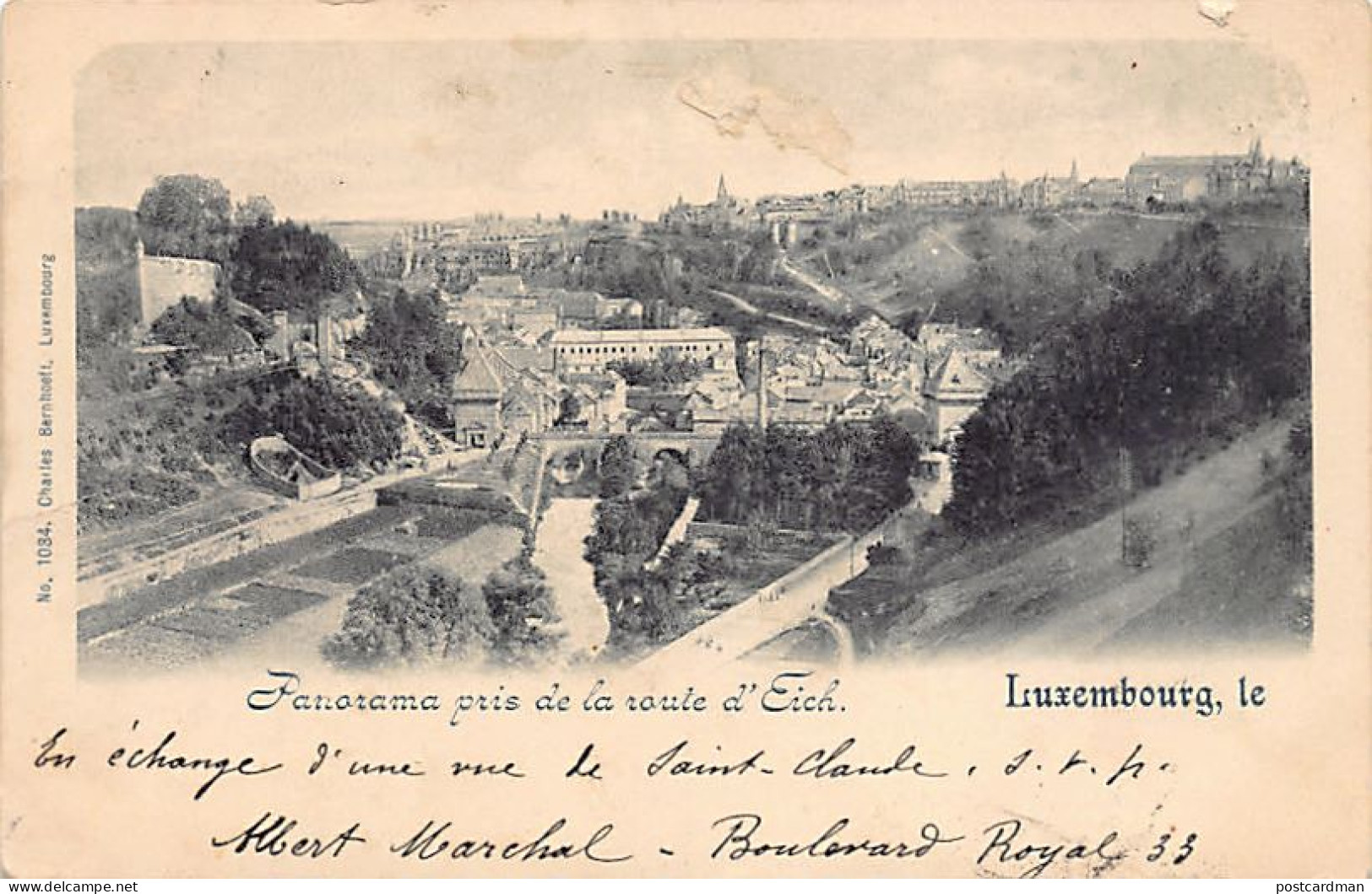 LUXEMBOURG-VILLE - Panorama Pris De La Route D'Eich - Ed. Charles Bernhoeft 1034 - Luxemburg - Stad