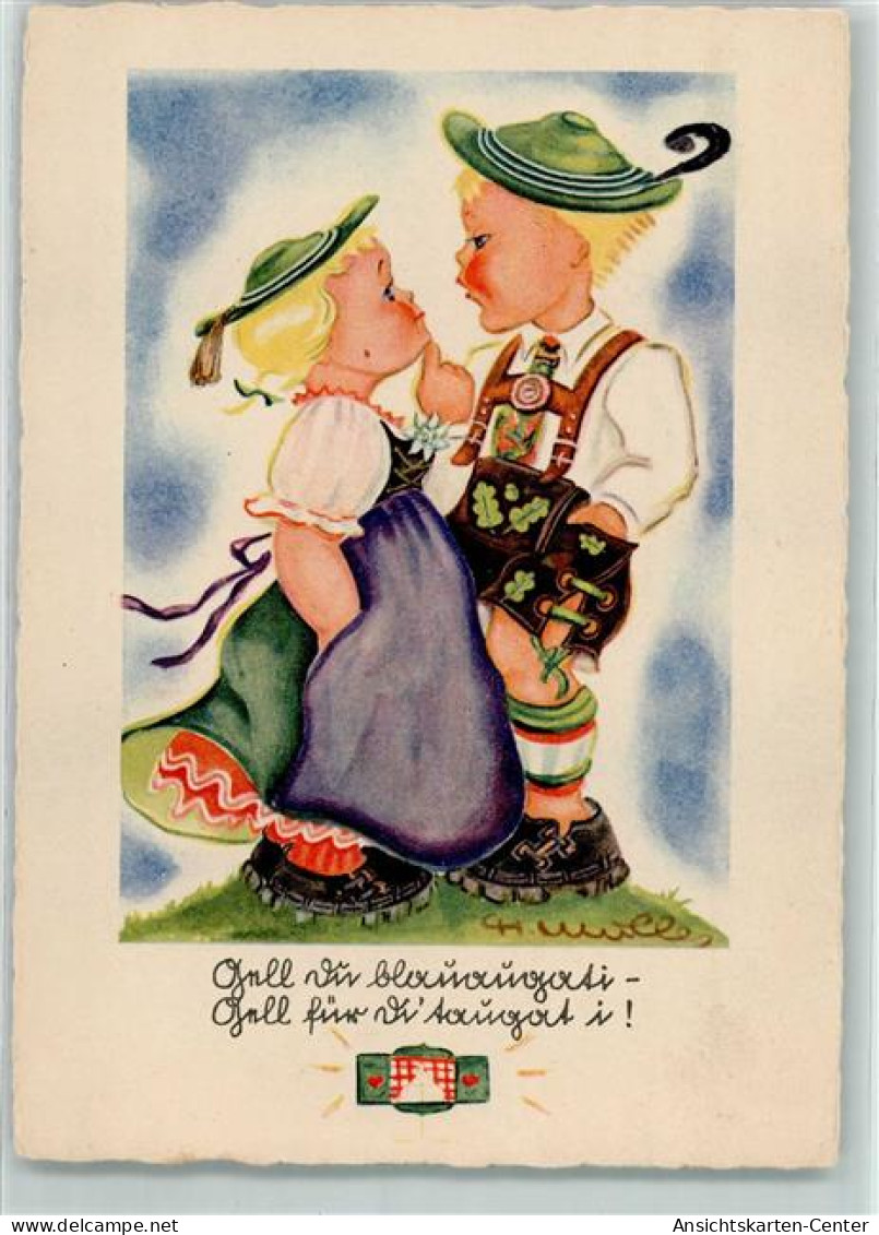 39168805 - Kinder Lederhose  Sign. Ch. Mueller  Verlag Lengauer Nr. 2025 AK - Costumes