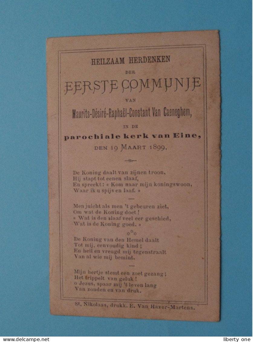 Eerste COMMUNIE Van Maurits-Désiré-Raphaël-Constant VAN CAENEGHEM I/d Kerk Van EINE Op 19 Maart 1899 ! - Kommunion Und Konfirmazion