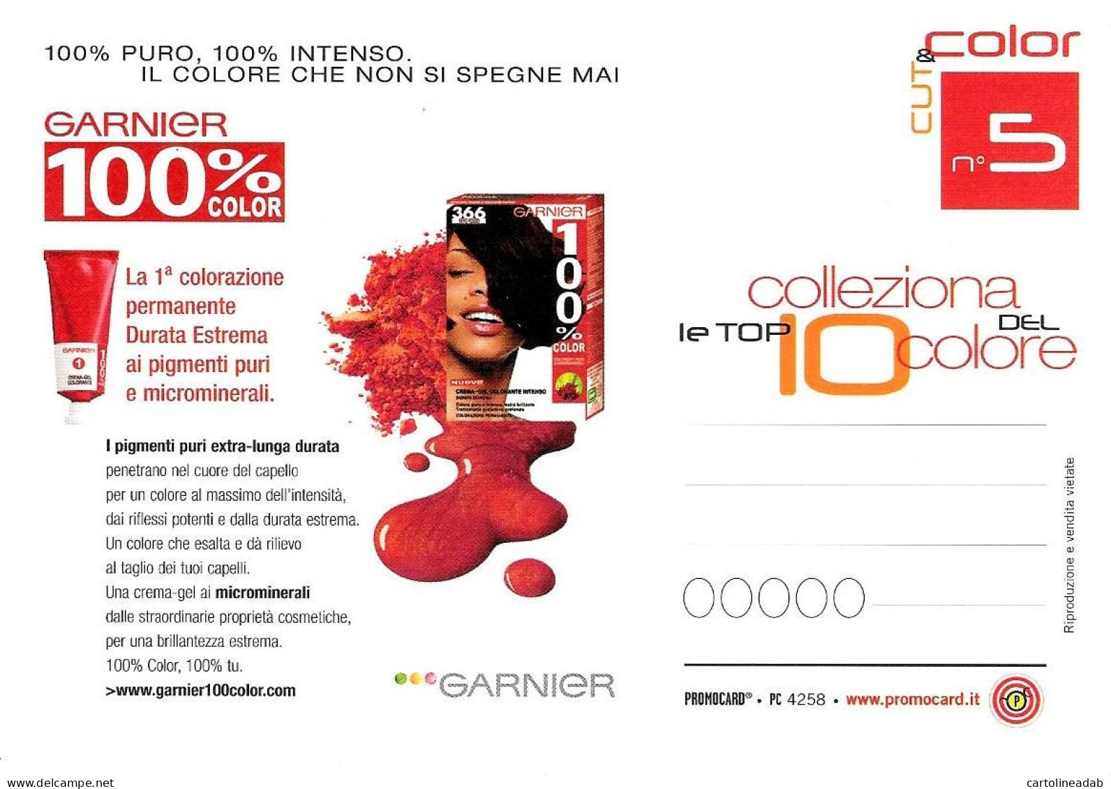 [MD9488] CPM - GARNIER 100% COLOR - PROMOCARD 4258 - PERFETTA - Non Viaggiata - Werbepostkarten