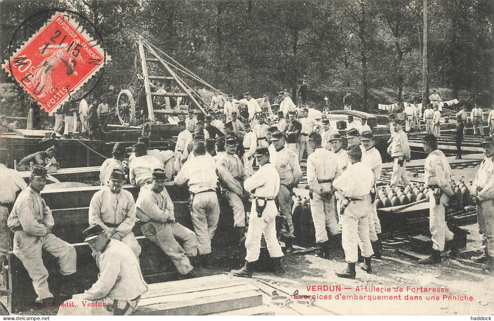 VERDUN : ARTILLERIE DE FORTERESSE - EXERCICES D'EMBARQUEMENT DANS UNE PENICHE - Verdun