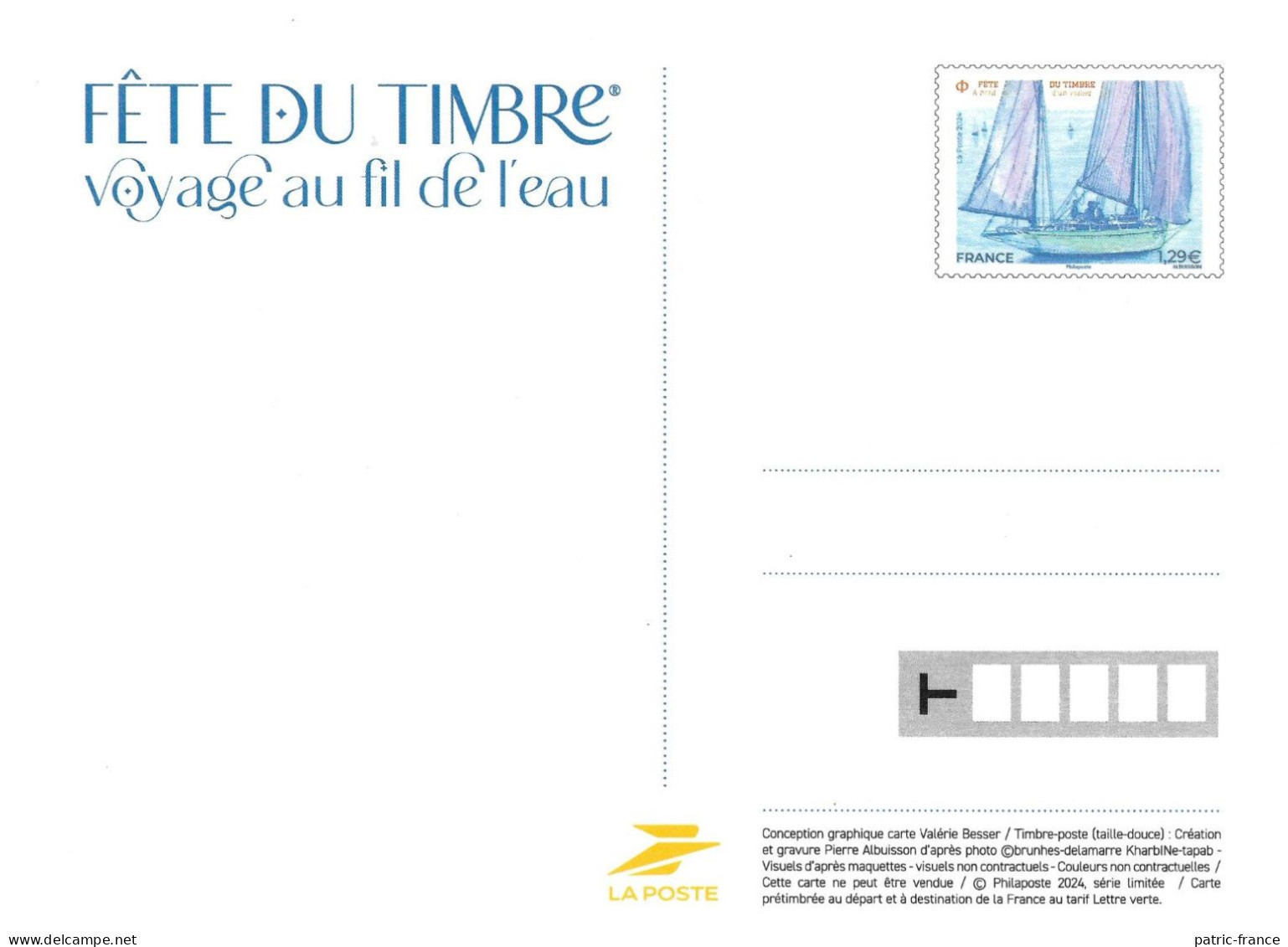 France 2024 - Entier Postal Neuf Fête Du Timbre Goélette Voyage Au Fil De L'eau - Other & Unclassified