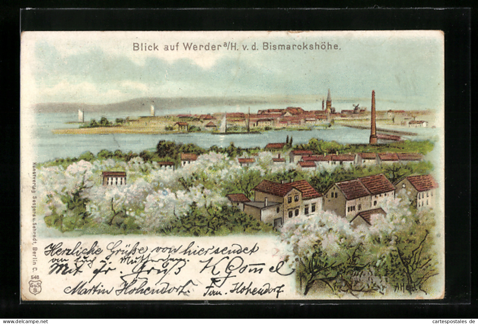 Lithographie Werder A. H., Blick Von Der Bismarckshöhe  - Werder