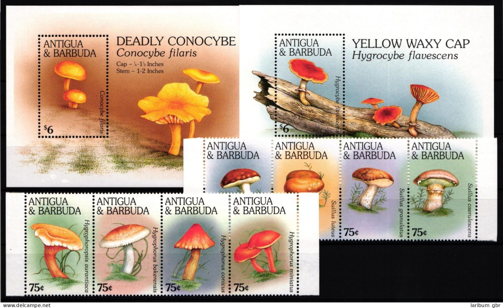 Antigua Barbuda 2324-2331, Block 338-339 Postfrisch Viererstreifen /Pilze #JA179 - Antigua Und Barbuda (1981-...)