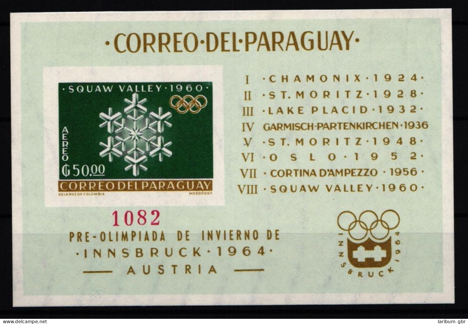 Paraguay Block 39 Postfrisch Olympische Spiele #JA168 - Paraguay
