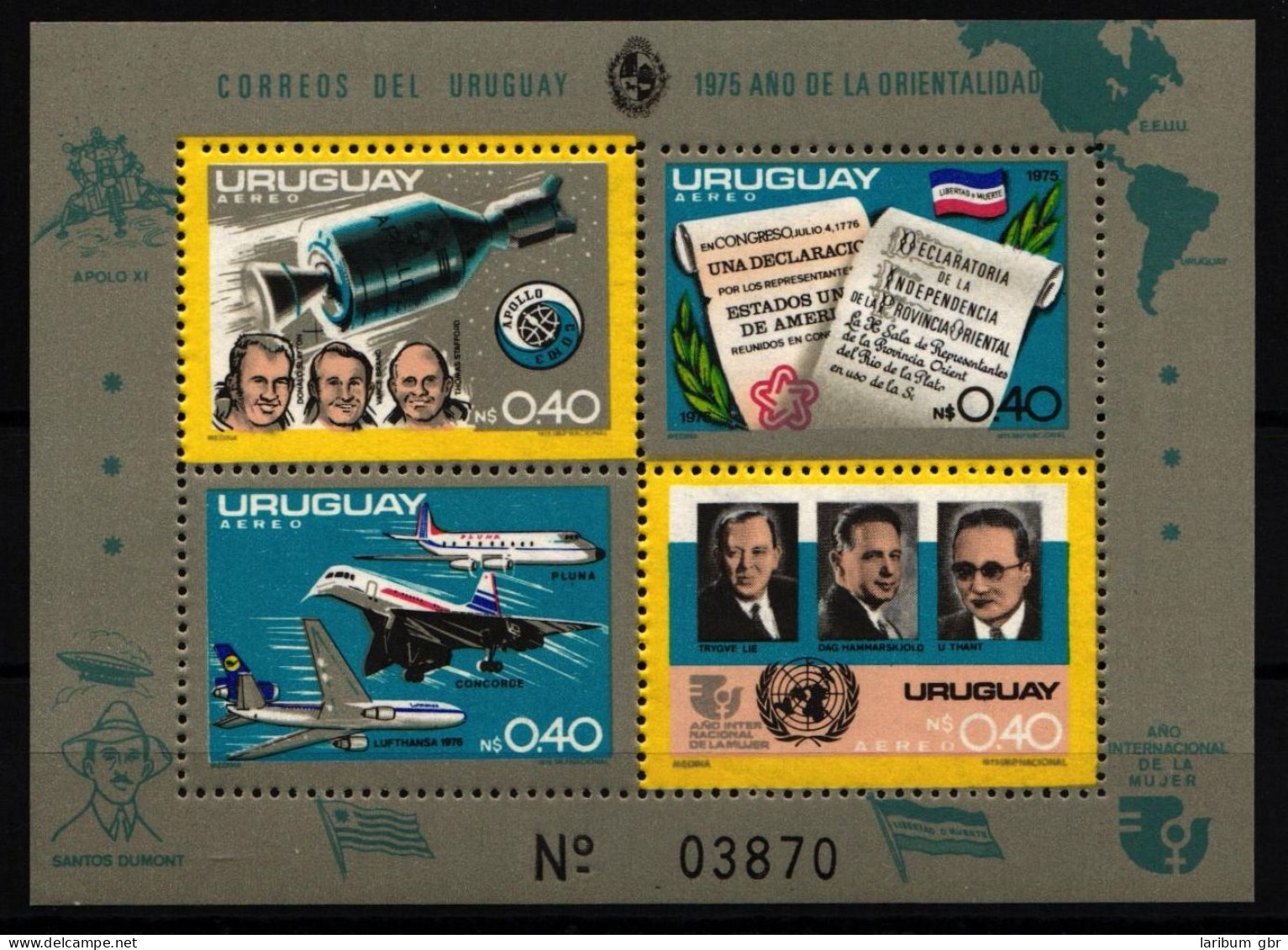 Uruguay Block 27 Postfrisch Apollo #JA469 - Other & Unclassified