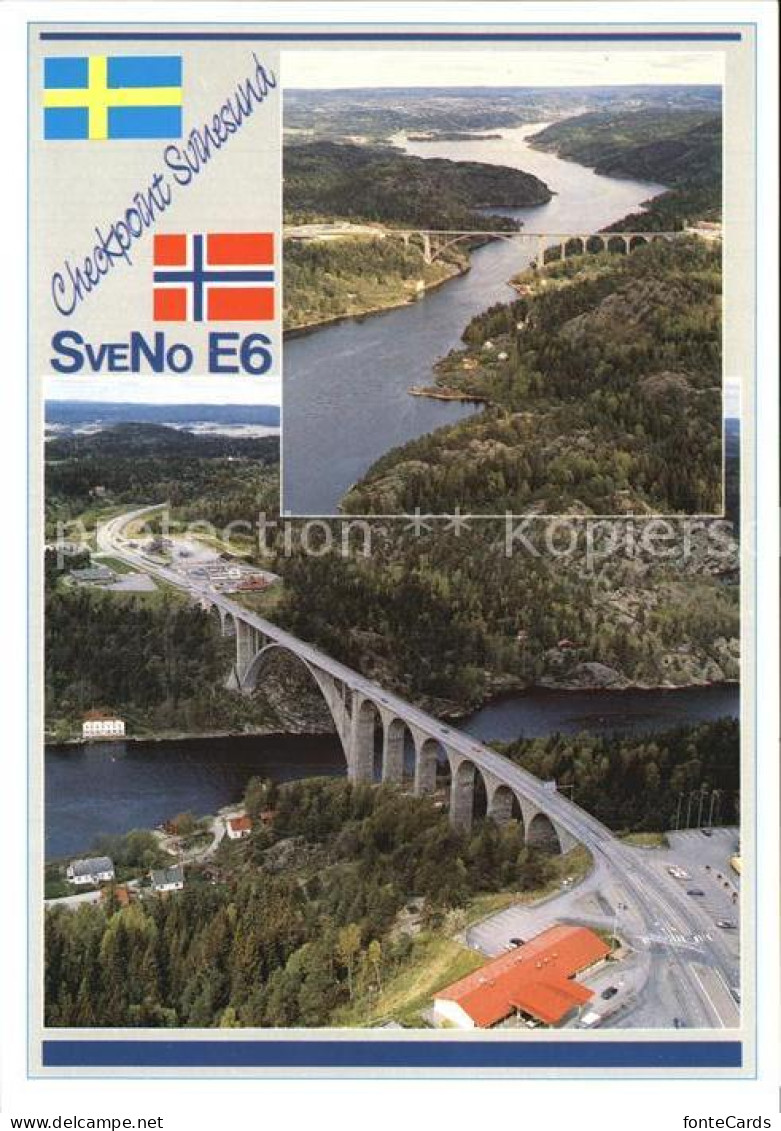 72453741 Svinesund Svinesundbrua Iddefjorden Norsk Svensk Grense Fliegeraufnahme - Norway