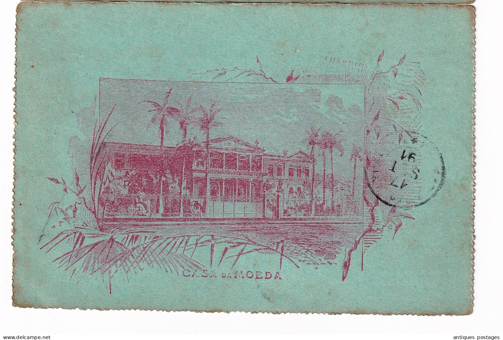 Carta Bilhete 1891 Campinas Brasil Brésil Brazil Casa da Moeda Pinhal Postal Stationery