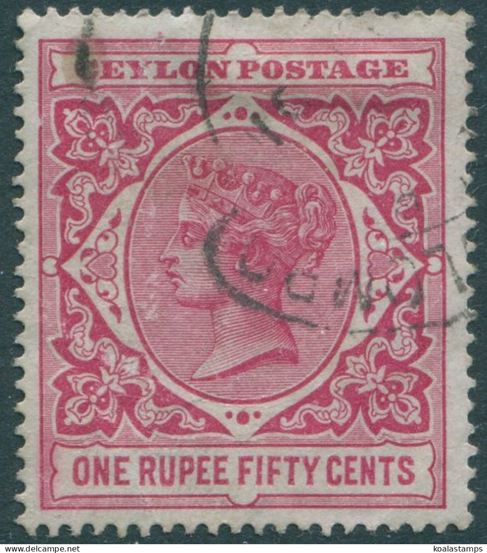 Ceylon 1899 SG263 1r.50 Rose QV FU (amd) - Sri Lanka (Ceilán) (1948-...)