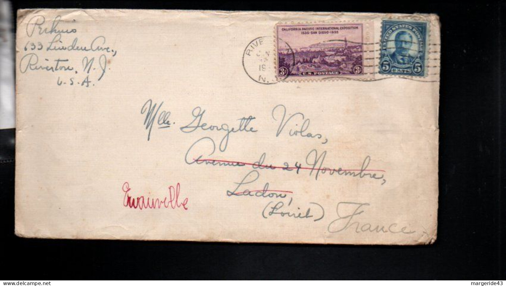 USA ETATS UNIS AFFRANCHISSEMENT COMPOSE SUR LETTRE POUR LA FRANCE 1935 - Covers & Documents