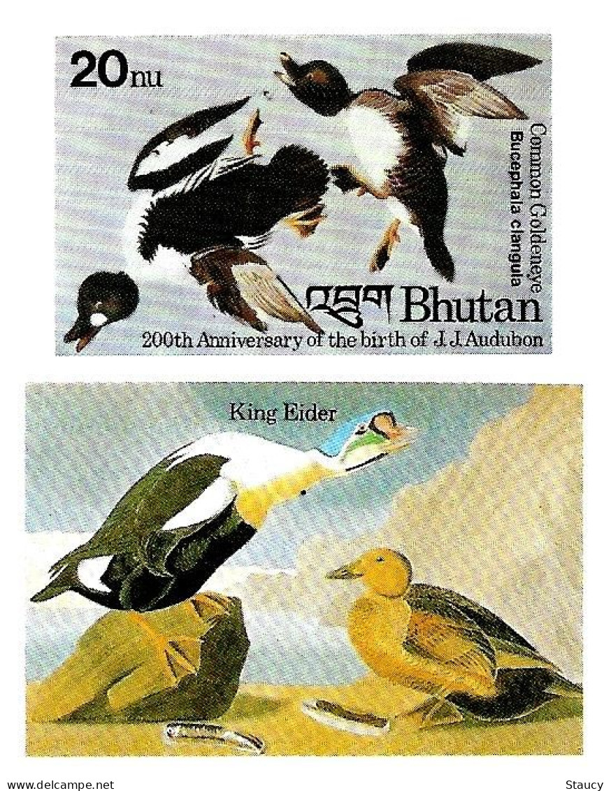 Bhutan 1985 Birds Audubon Complete set of 8 "Imperf" Stamps with Vignette MNH, as per scan, only one available