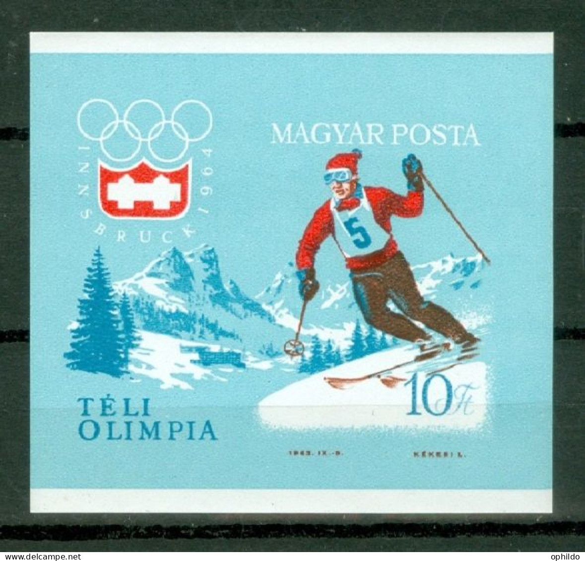 Hongrie   BF 46 A   Non Dentelé   * *    TB   Sport Ski    - Blocks & Sheetlets