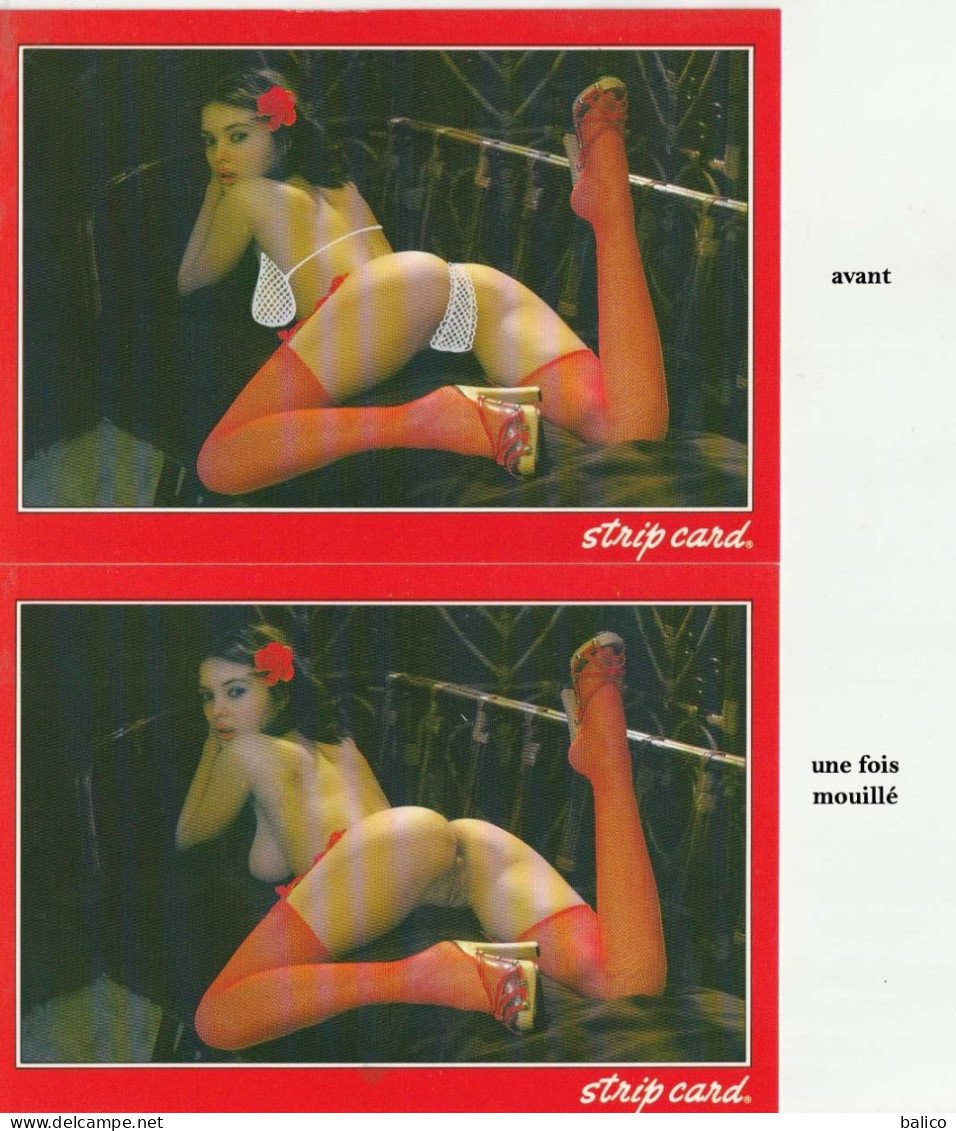 Pin-Ups - 9 Strip Card Postales à System - années 60/70 - Mouillez moi je disparais