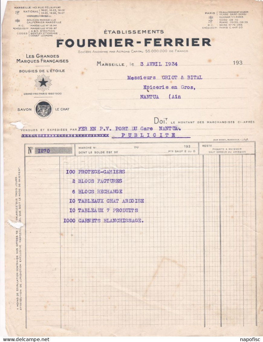 13-Fournier-Ferrier....Savonnerie...Marseille....(Bouches-du-Rhône)....1934 - Drogisterij & Parfum