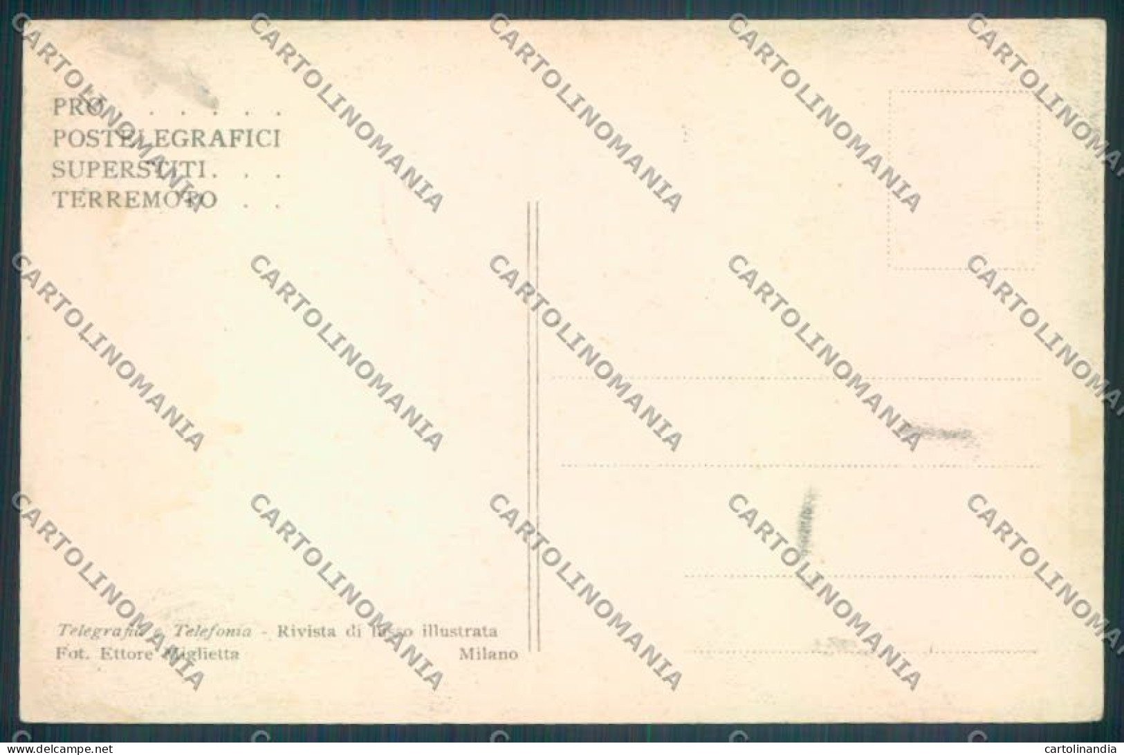 Messina Terremoto Città Poste SCOLLATA IN PARTE Cartolina ZB9908 - Messina