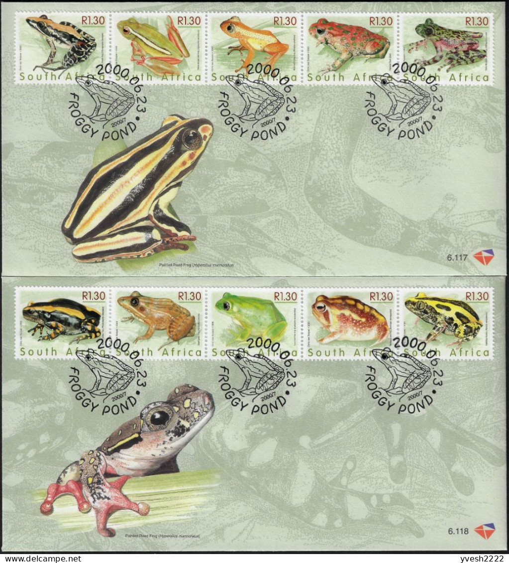 Afrique Du Sud 2000 Y&T 1100 à 1109 Sur FDC. Grenouilles D'Afrique Du Sud - Ranas