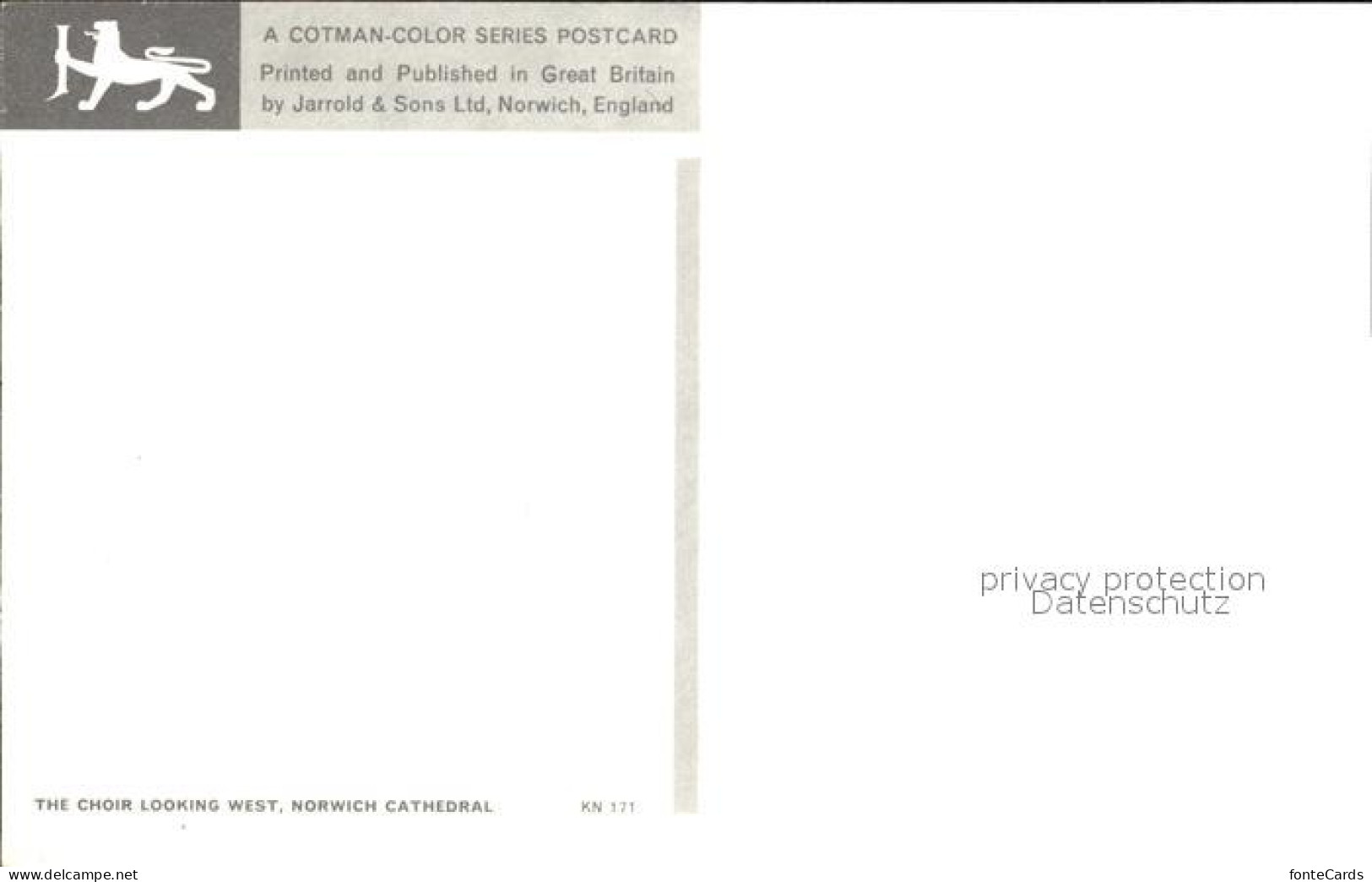 72446611 Norwich UK Choir Cathedral Cotman Color Series  - Other & Unclassified