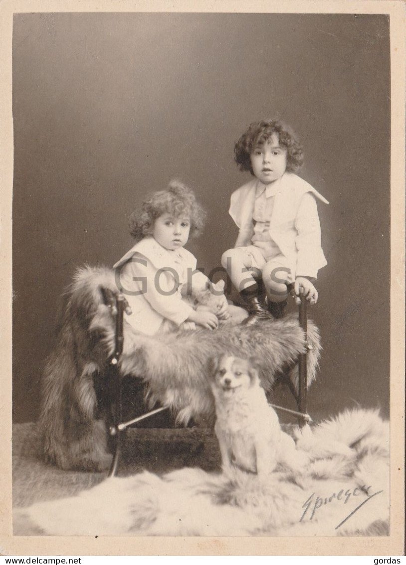 Romania - Foto Spirescu - Secol 19 - Siecle XIX - Child With Dog - 110x145mm - Romania