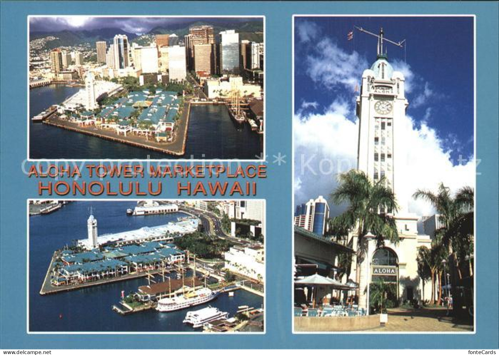 72444699 Honolulu Aloha Tower Marketplace Harbor Skyline Downtown Aerial View - Autres & Non Classés