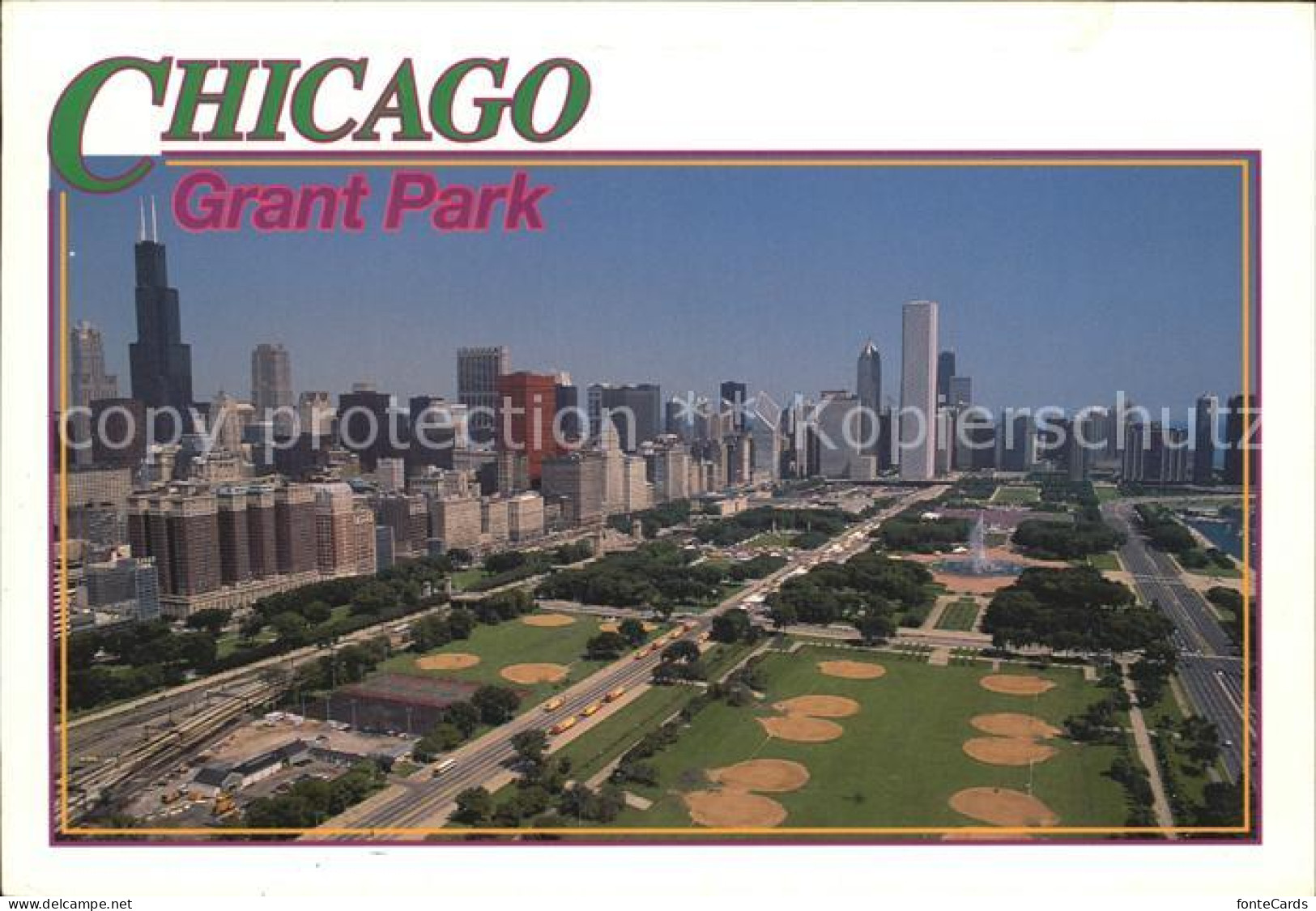 72444696 Chicago_Illinois Grant Park Buckingham Fountain Skyline Downtown - Sonstige & Ohne Zuordnung