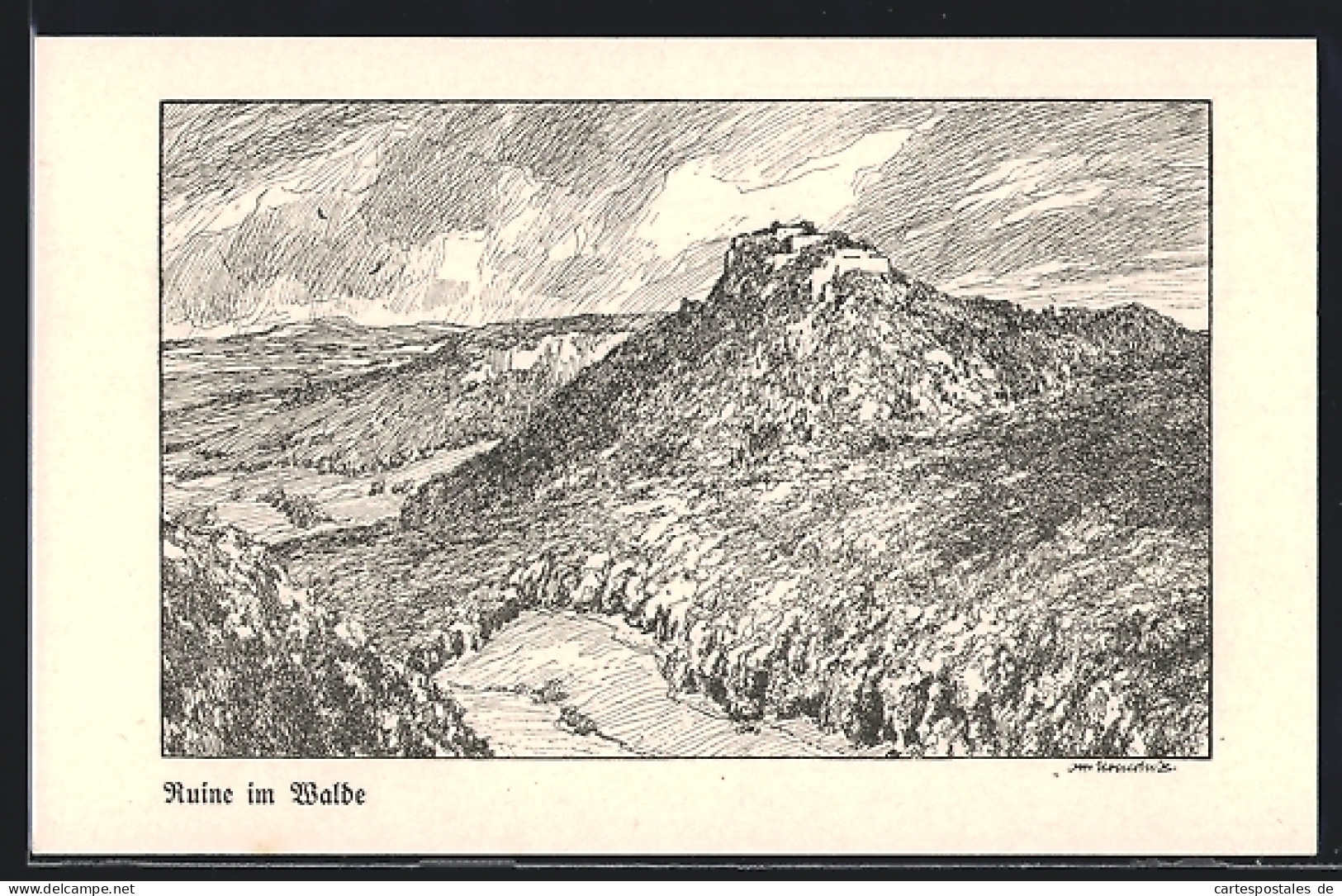 Künstler-AK Clarence F. Underwood: Ruine Im Walde  - Ubbelohde, Otto