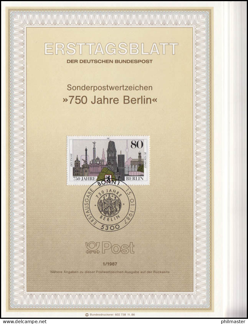 Ersttagsblätter ETB Bund Jahrgang 1987 Nr. 1 - 29 Komplett - Andere & Zonder Classificatie