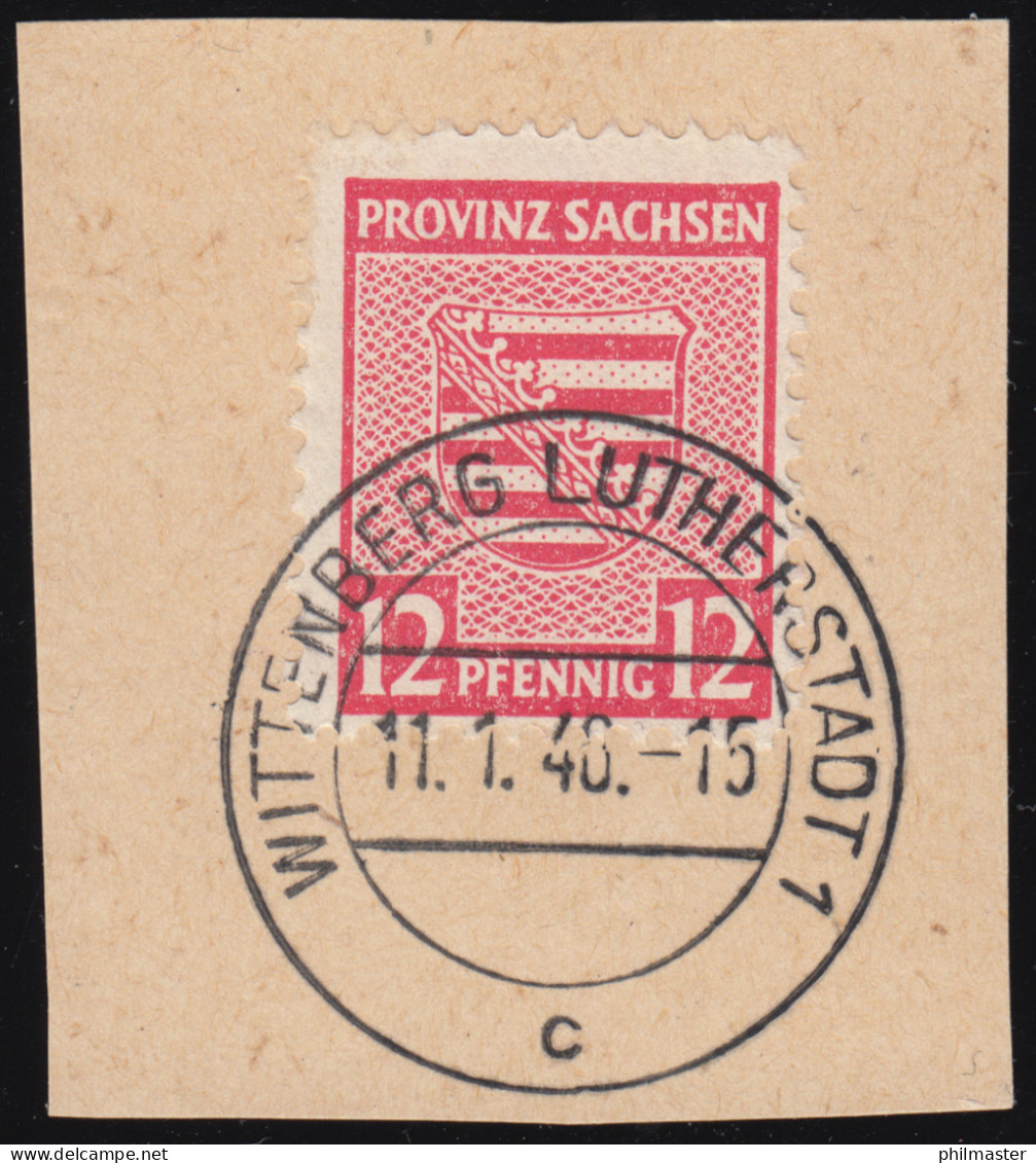 71XA Provinzwappen 12 Pf. Postmeistertrennung, Bfst. Wittenberg, Gpr. Jasch BPP - Used