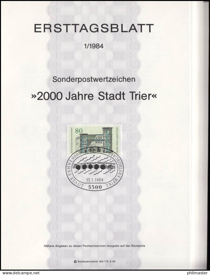 Ersttagsblätter ETB Bund Jahrgang 1984 Nr. 1 - 26 Komplett - Altri & Non Classificati