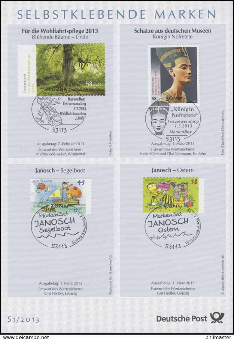 ETB S1/2013 SELBSTKLEBENDE Nofretete, Janosch, Kaiserburg Etc. - 2011-…