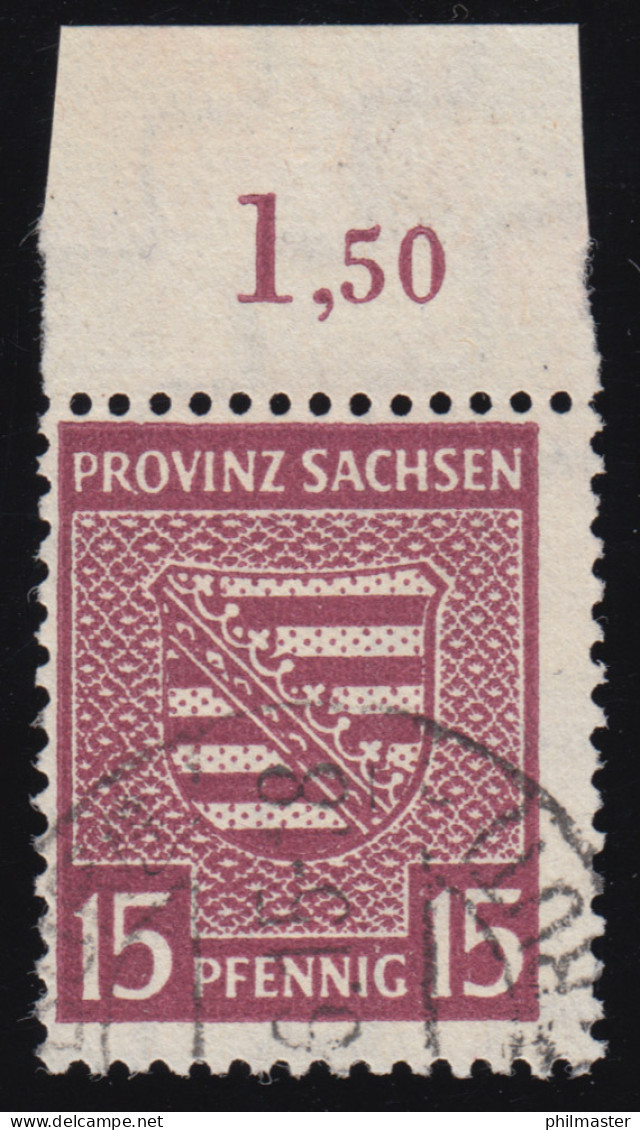 80 Xa Provinzwappen 15 Pf. Seltene Farbe Mittellilakarmin, O FA Dr. Jasch BPP - Usados