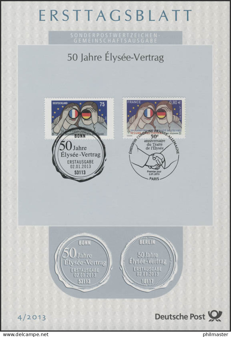 ETB 04/2013 Élysée-Vertrag - Joint Issue Mit Frankreich - 2011-…