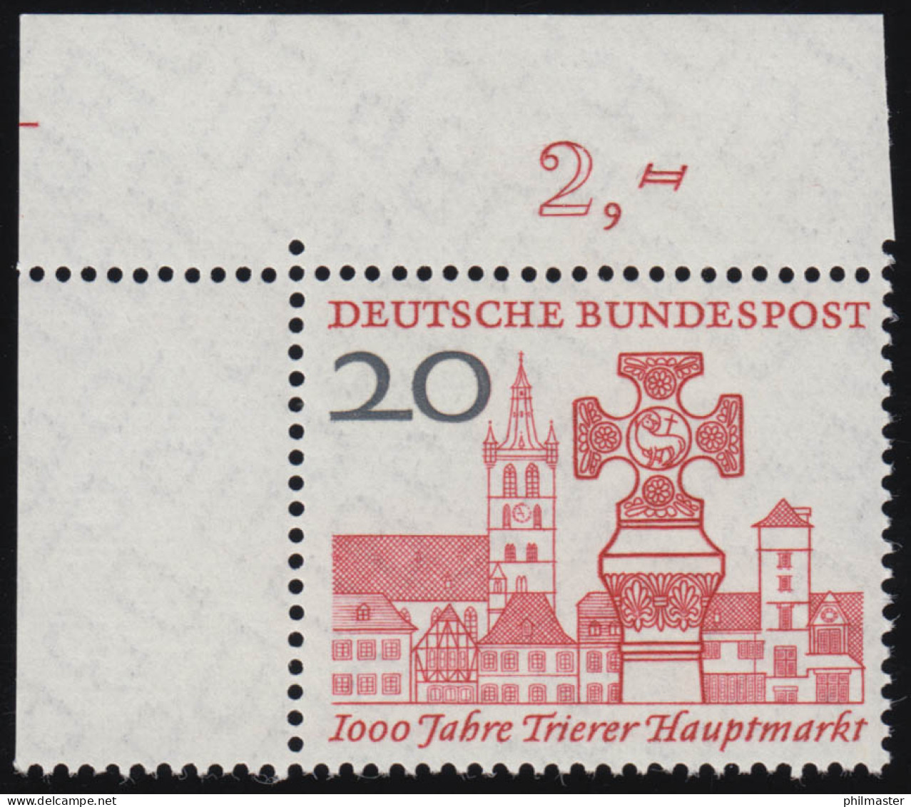 290 Trierer Hauptmarkt ** Ecke O.l. Dg-1+ - Unused Stamps