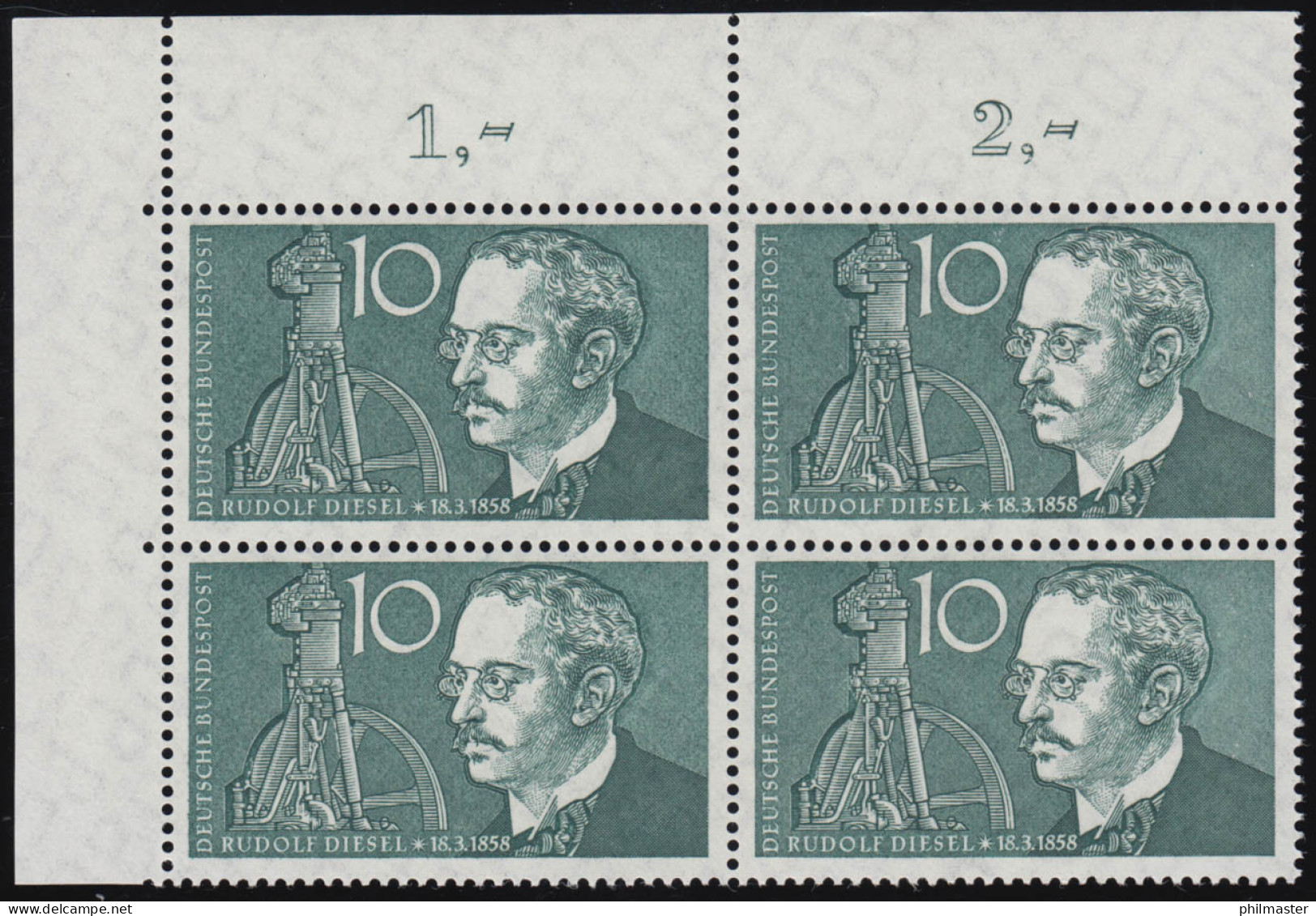 284 Rudolf Diesel ** Eck-Vbl O.l. - Unused Stamps