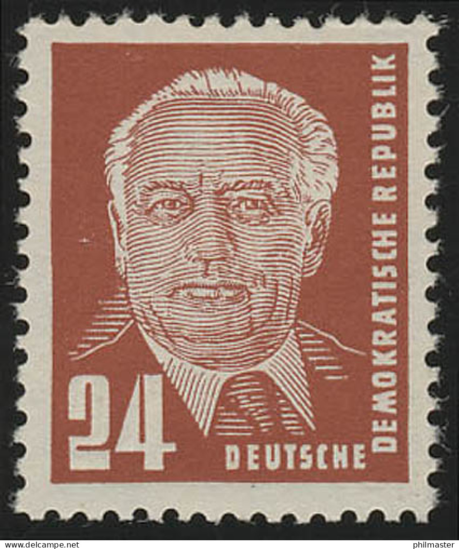 324va XII Wilhelm Pieck 24 Pf Wz.2 XII ** Postfrisch Geprüft - Unused Stamps