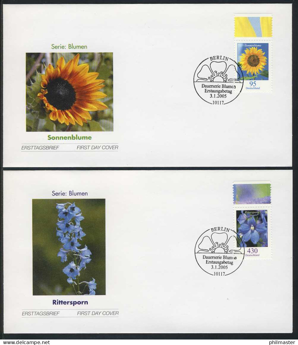 2434-2435 Blumen 0,95 Und 4,30 Euro 2005 - Satz Auf 2 FDC ESSt Berlin - Cartas & Documentos