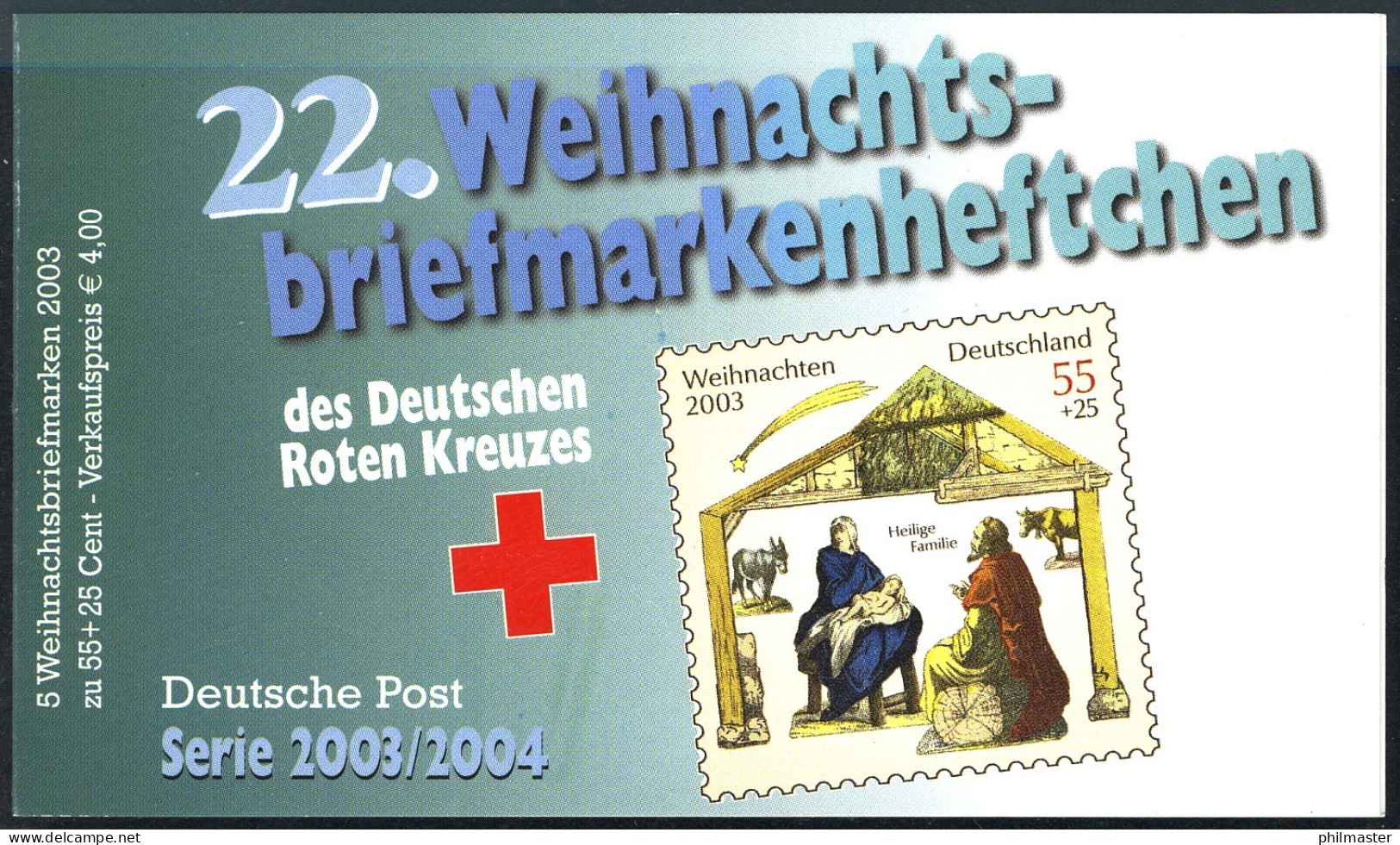 DRK/Weihnachten 2003/2004 Die Heilige Familie 55 Cent, 5x2370, Tagesstempel - Sonstige & Ohne Zuordnung