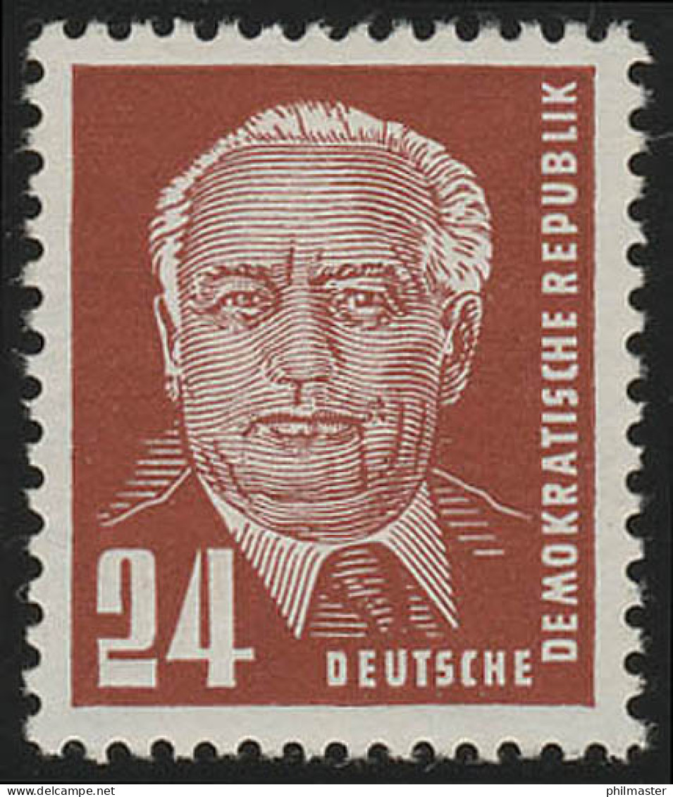 324vb YI Wilhelm Pieck 24 Pf Wz.2 YI ** Postfrisch Geprüft - Neufs